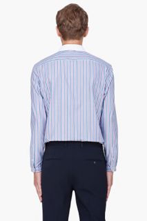CARVEN Blue Striped Oxford Shirt for men