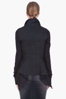 Gareth Pugh Black Asymmetric Coated Cotton Tailcoat for women