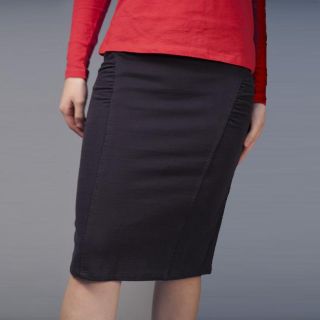 AtoZ Womens Iron Cotton Ruched Hip Pencil Skirt