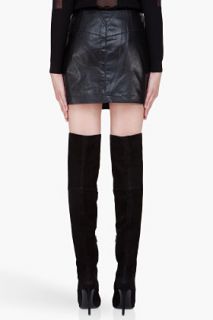 Theyskens Theory Black Leather Safaa Skirt for women