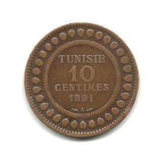 1891 A Tunisia 10 Centimes Coin KM#222 