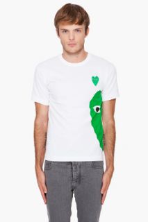 Comme Des Garçons Play  Green Print T shirt for men