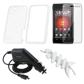 White Case/ Screen Protector/ Wrap/ Charger for Motorola Droid 4 XT894