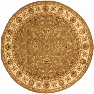 Handmade Isfahan Sage/ Ivory Wool and Silk Rug (8 Round)