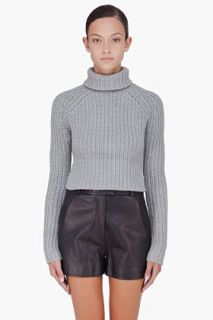 T By Alexander Wang Grey Cropped Knit Turtleneck for women