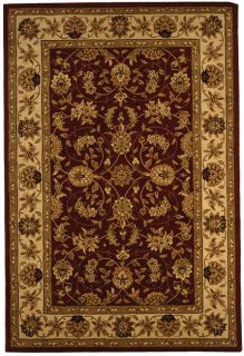 Handmade Isfahan Burgundy/ Ivory Wool and Silk Rug (6 x 9