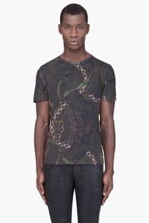 McQ Alexander McQueen Green Twisted Camouflage T shirt for men