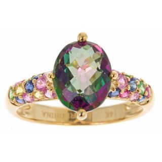 Yach 14k Yellow Gold Mystic Topaz and Natural Sapphire Ring Today $