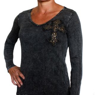 Vocal Womens Long sleeve Studded Cross Sweater
