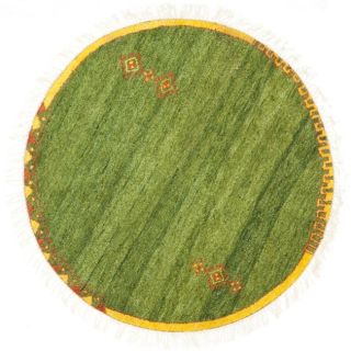 Hand knotted Gabeh Heritage Green Wool Rug (5 Round)