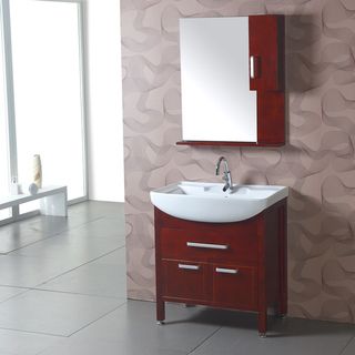 Ceramic Sink Top Single Sink Bathroom Vanity with Matching Mirror and