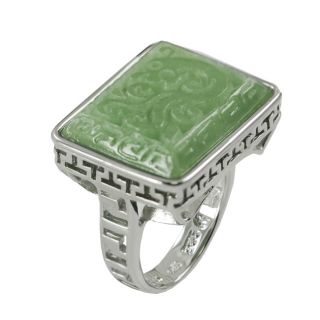 Sterling Silver Carved Dragon Jade Cocktail Ring Today $84.99