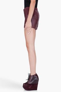 T By Alexander Wang Burgundy Leather Trim Shorts for women