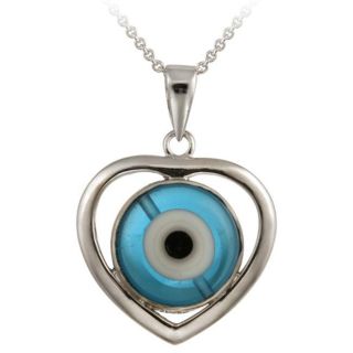 Glitzy Rocks Sterling Silver Teal Glass Heart Evil Eye Necklace Today