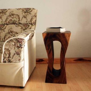 Wood Natural Walnut Oil finished Squeezed Rectangle Stool (Thailand