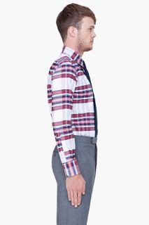 Thom Browne Crimson Plaid Oxford Shirt for men