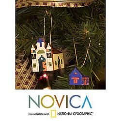 Set of 4 Pinewood Village Ornaments (El Salvador) Today $34.99