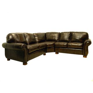 Melrose Dark Brown Italian Leather Three piece Sectional Sofa