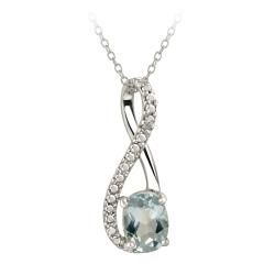 Glitzy Rocks Sterling Silver Diamond and Blue Topaz Infinty Necklace