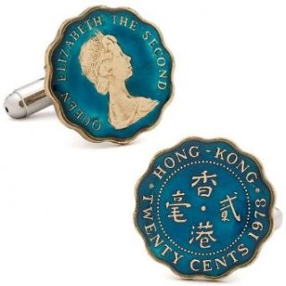 Hong Kong Queen Elizabeth II Twenty Cent Coin Cufflinks