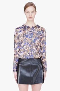 CARVEN Indigo And Gold Silk Printed Blouse for women