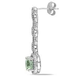 Miadora Sterling Silver Green Amethyst and Diamond Accent Earrings (H