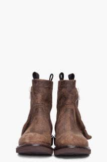 Rick Owens Brown Leather Pocket Boots for men