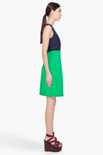 Marc By Marc Jacobs Navy & Green Tate Twill Dress for women