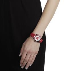 Geneva Platinum Womens Red Silicone Watch
