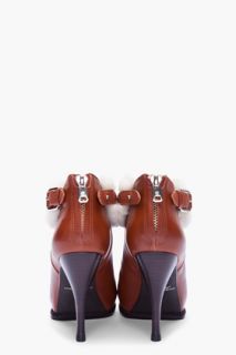 McQ Alexander McQueen Brown Shearling Cuffed Ankle Boots for women