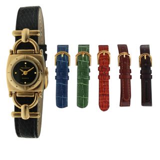 Peugeot Womens Goldtone Interchangeable Leather Strap Watch