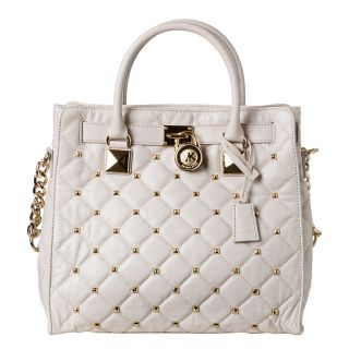 MICHAEL Michael Kors Large Hamilton Vanilla Quilted Leather Studded