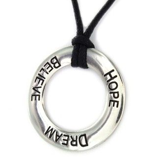 Silvertone Adjustable Believe, Hope, Dream Open Circle Necklace