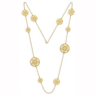 14k Yellow Gold Overlay Brass Camelia Flower Necklace