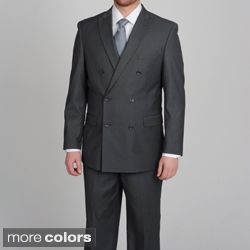 Caravelli Mens Slim Fit Double Breasted Tonal Stripe Suit