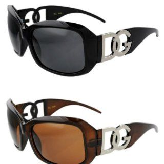 pairs of DG Eyewear Designer Sunglasses Brown, Black frame