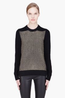Proenza Schouler Black Matallic Woven Side Zip Sweater for women