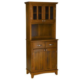 Cottage Oak Hutch Buffet with Wood Top
