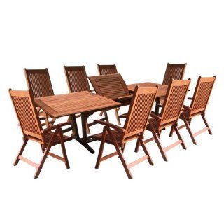 VIFAH V232SET4 Outdoor Wood 8 Piece Dining Set with