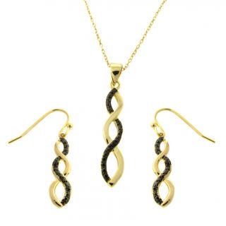 Finesque 14k Gold Overlay Black Diamond Accent Infinity Design Jewelry