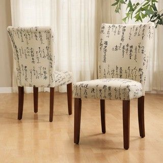 Parson Japenese Script Linen Chairs (Set of 2)