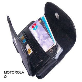 Black Leather Horizontal Cover Pouch Wallet Carrying Case