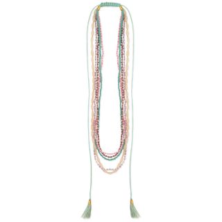 Handcrafted Multi color Glass Beads Pull Tie Necklace (India) Today $