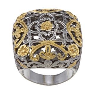 Surgical Steel Two tone Antique Filligree Cocktail Ring