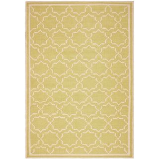 Moroccan Light Green/ Ivory Dhurrie Wool Rug (5 x 8)