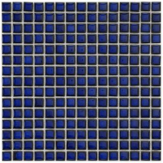 SomerTile 12.25x12.25 in Square 3/4 in Cobalt Porcelain Mosaic Tile