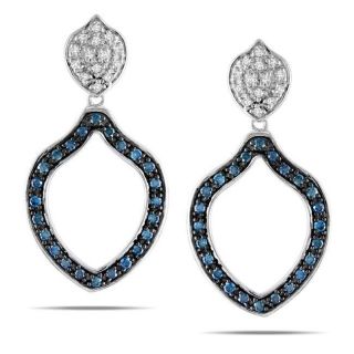 Miadora 10k Gold 1/2ct TDW Blue and White Diamond Dangle Earrings (G H