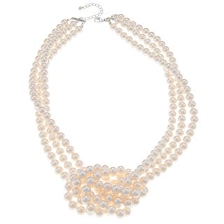 Roman Cream Faux Pearl 3 strand Side Knot Necklace MSRP $31.29 Today