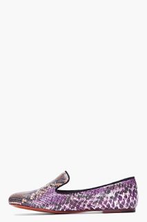 Marc By Marc Jacobs Purple Scaled Leather Loafers for women