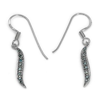 Malaika Sterling Silver 1/6ct TDW Blue Diamond Dangle Earrings MSRP $